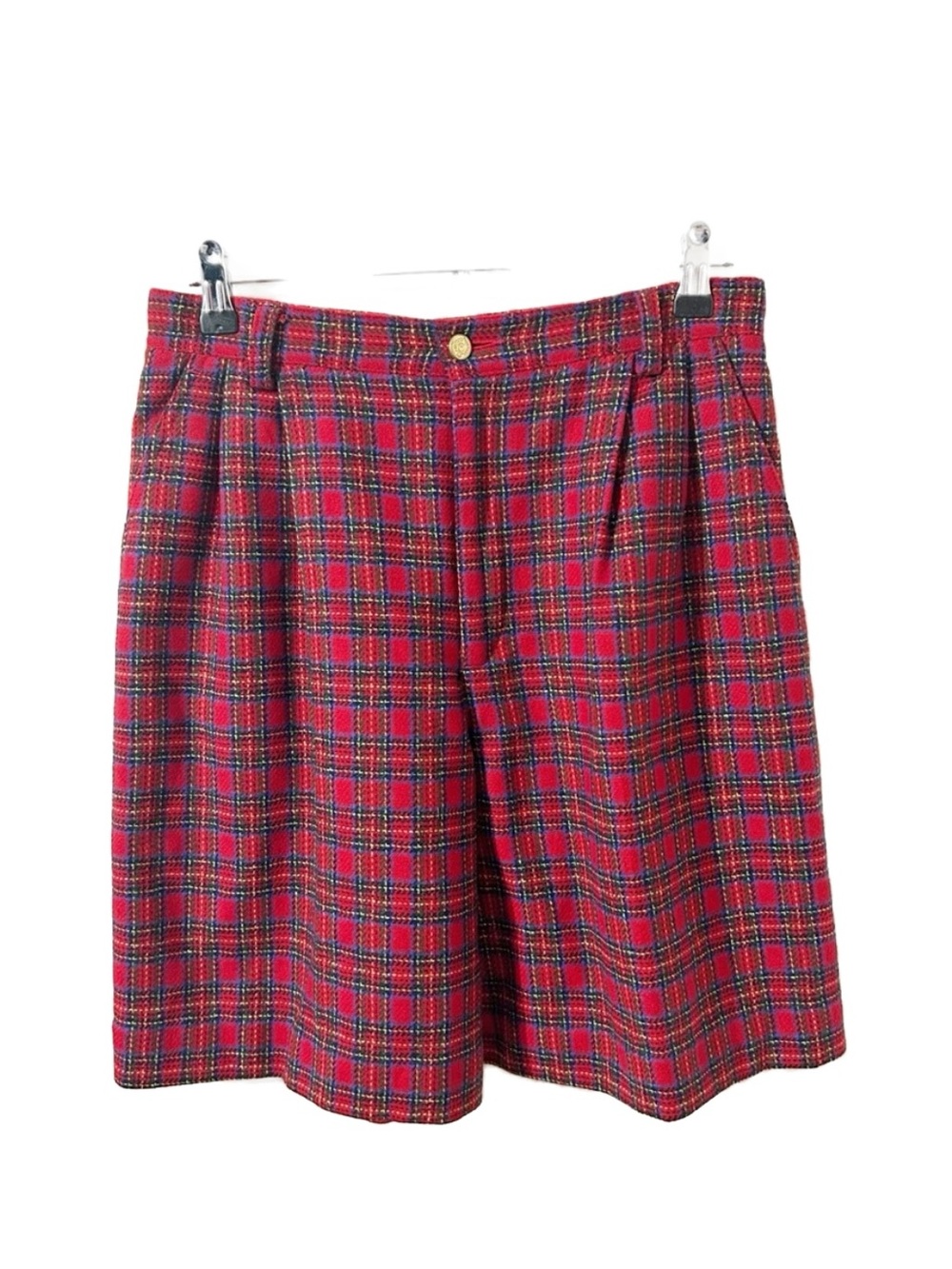 Vintage Liz Claiborne Sport Wool Blend High Waist Lined Shorts Red Black Size 12